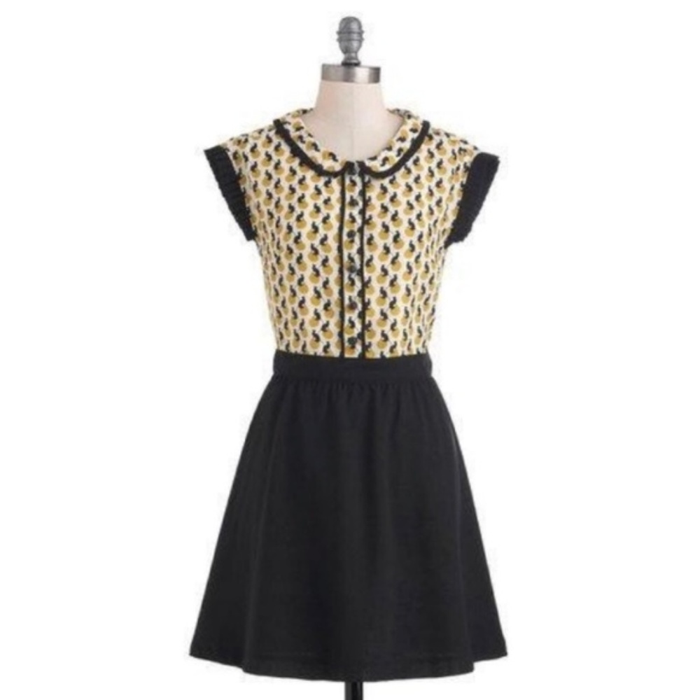 Dear Creatures Camille Cat Print Dress Size L